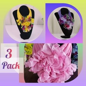 3 Pack - Bohemian Necklace Scarf and Head Wrap - Gift Ready